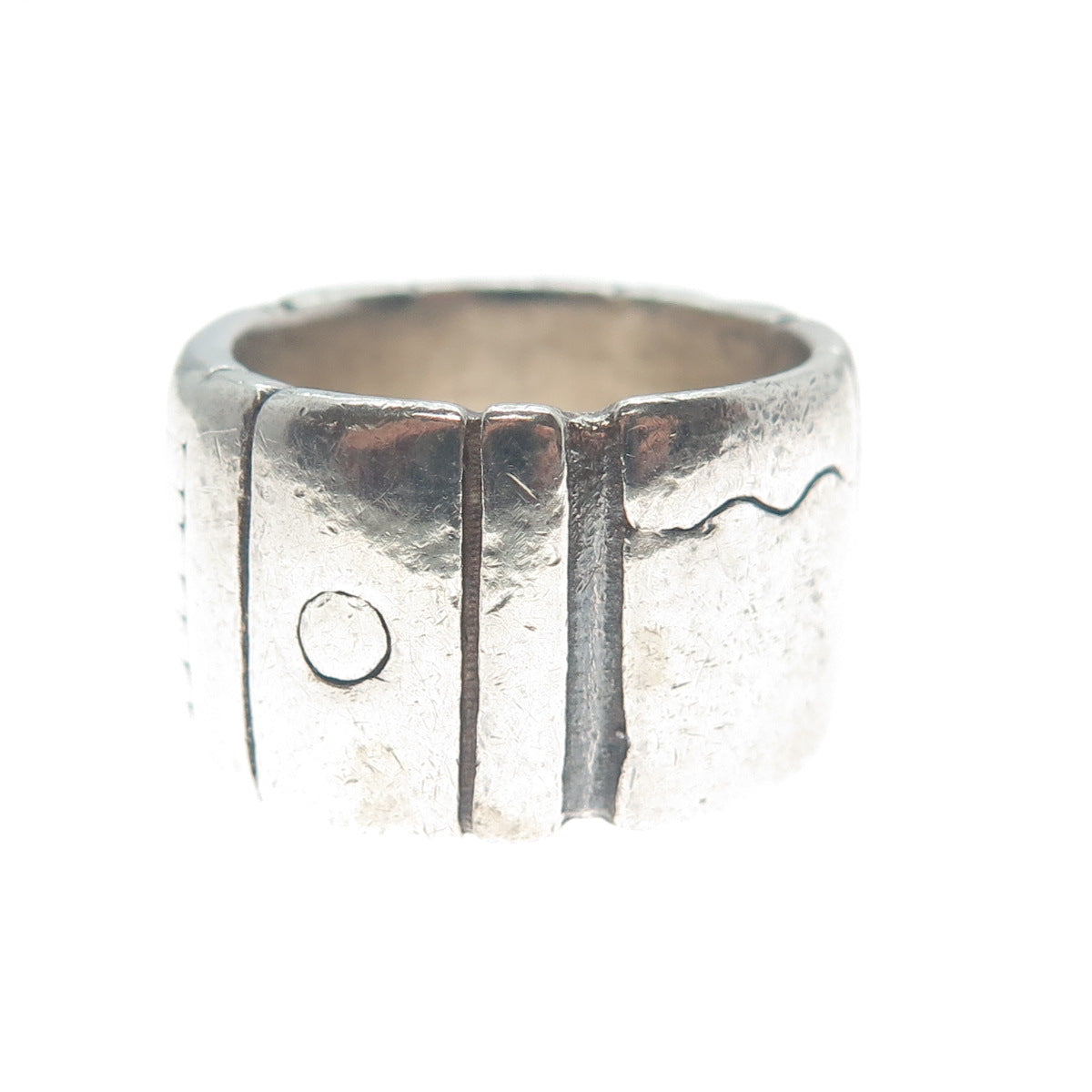 LISA JENKS 925 Sterling Silver Vintage Modernist Wide Band Ring Size 6