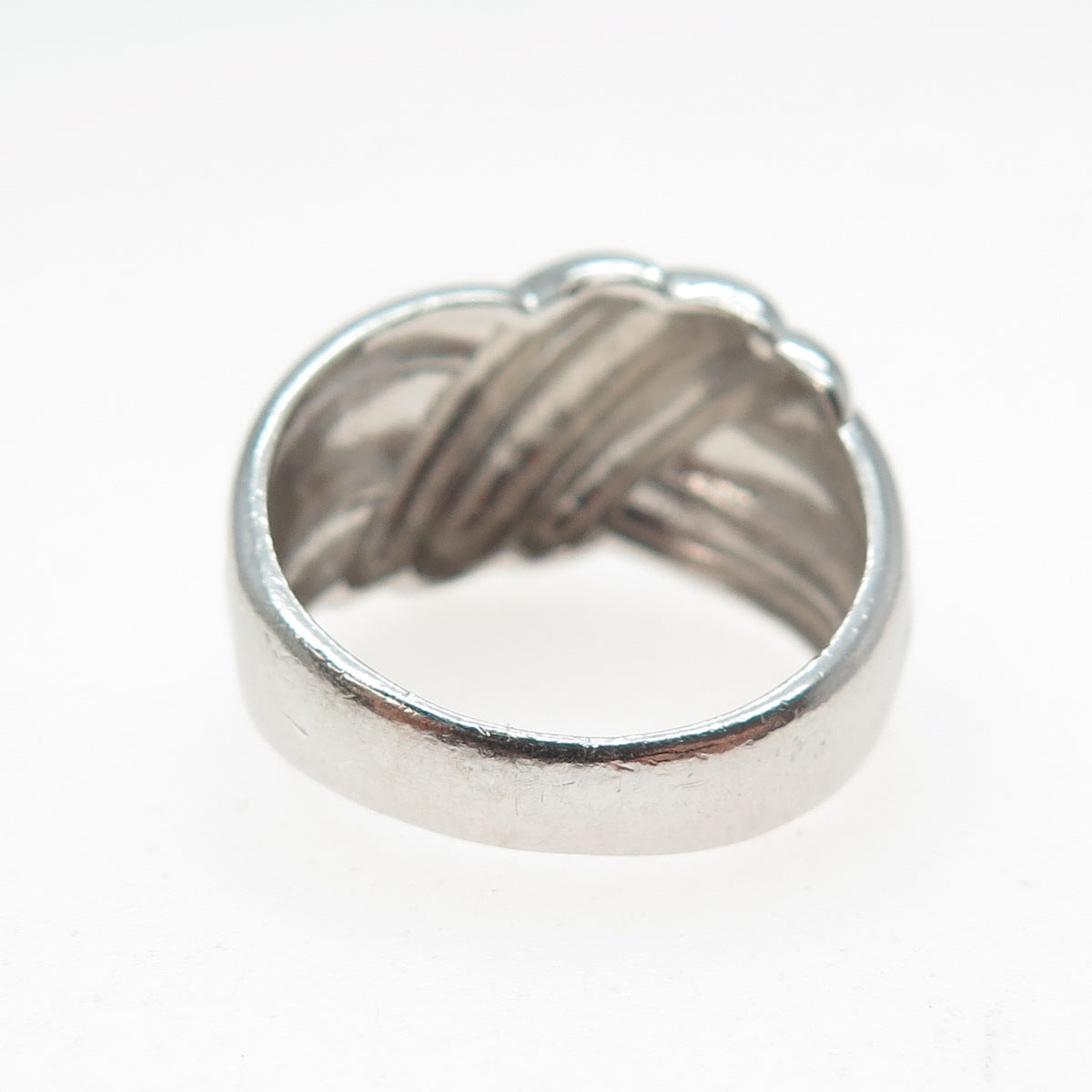 925 Sterling Silver Vintage Modernist Wavy Ring Size 8.25