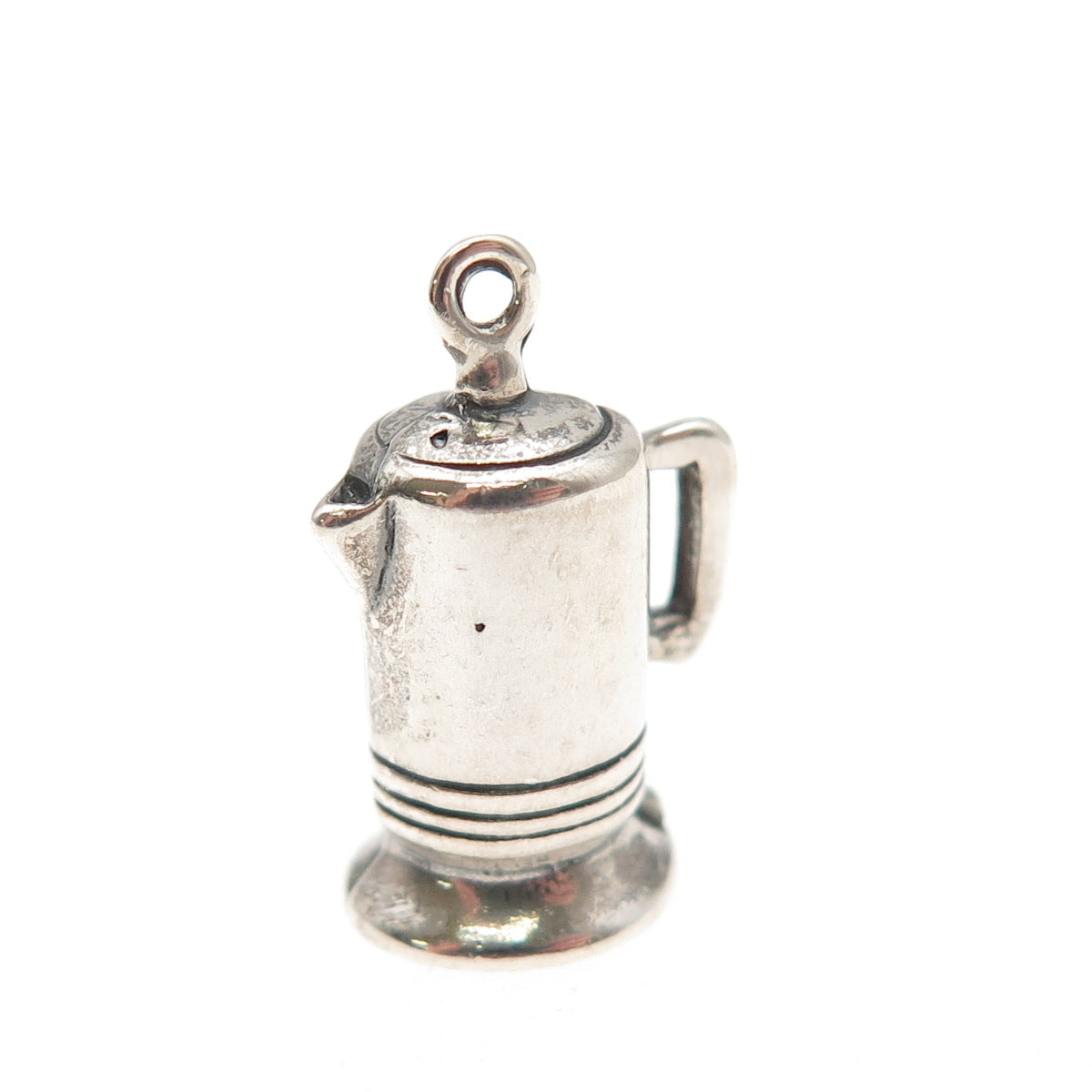 Shube 925 Sterling Silver Vintage Coffeepot 3D Mini Charm Pendant