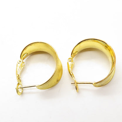 925 Sterling Silver Gold Plated Omega Back Hoop Earrings