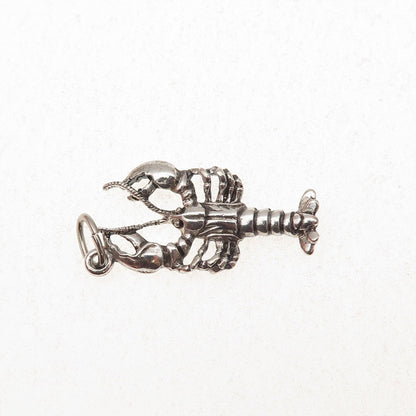 Beau 925 Sterling Silver Vintage Lobster Oxidized Charm Pendant