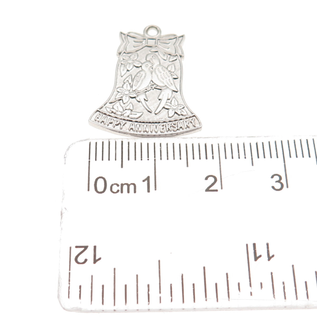 WELLS 925 Sterling Silver Vintage Happy Anniversary Mini Charm Pendant