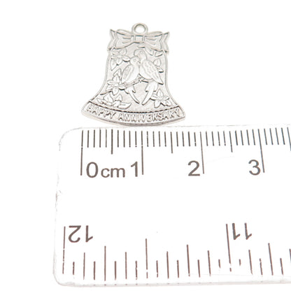 WELLS 925 Sterling Silver Vintage Happy Anniversary Mini Charm Pendant