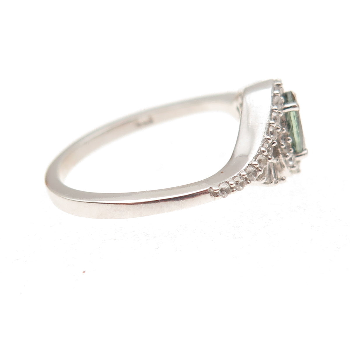 Chuck Clemency 925 Sterling Silver Real Green Amethyst & White Topaz Ring Size 8