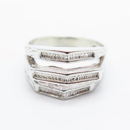 925 Sterling Silver Vintage Dublin The Jewellery House Modernist Ring Size 6.5