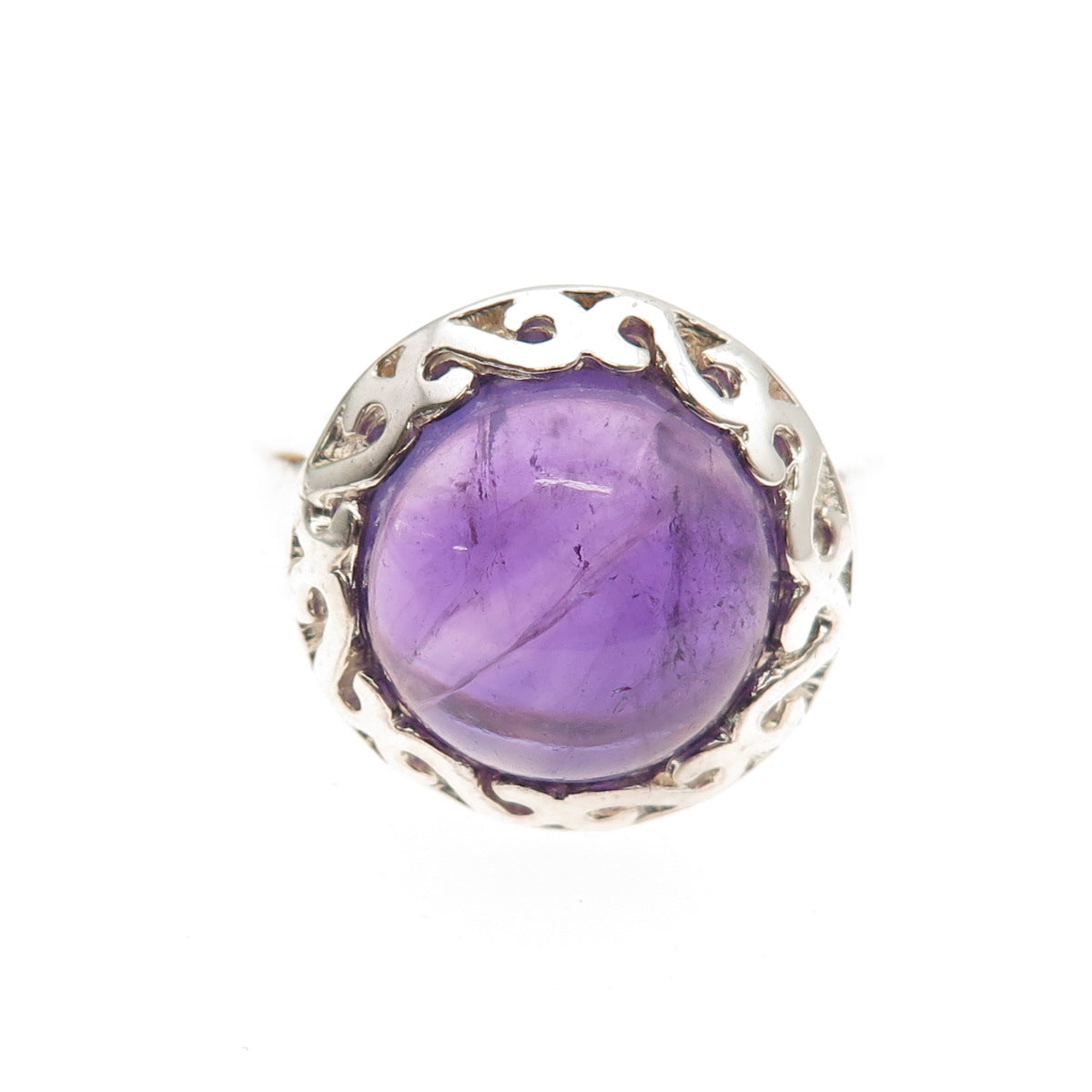Chuck Clemency 925 Sterling Silver Vintage Real Amethyst Swirl Ring Size 6