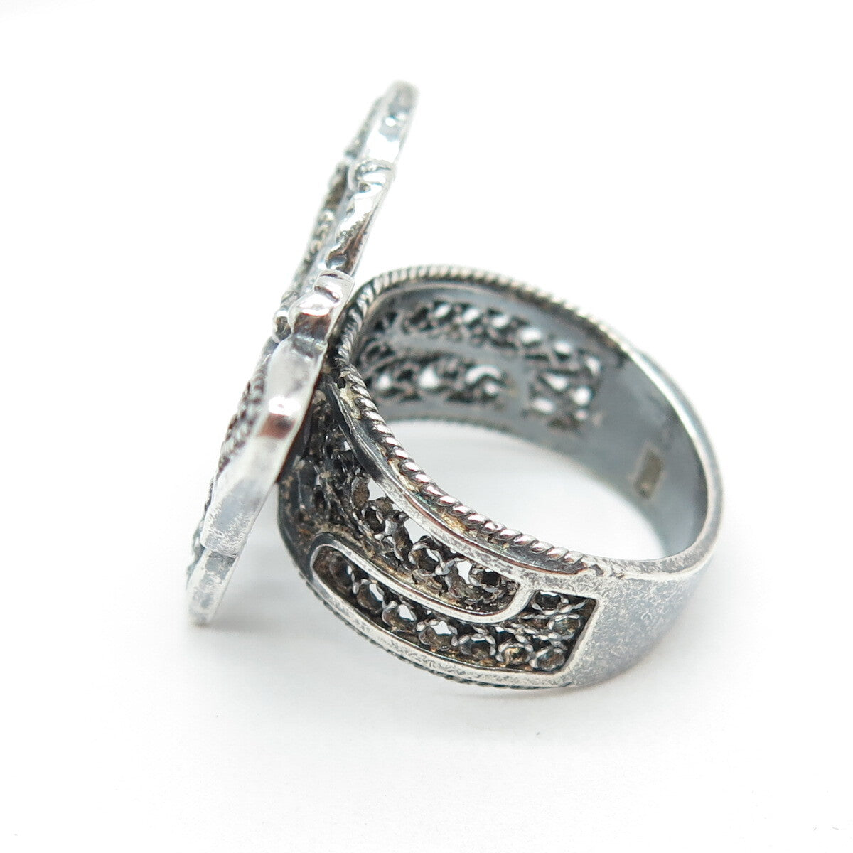 925 Sterling Silver Vintage Butterfly Oxidized Ring Size 6.5