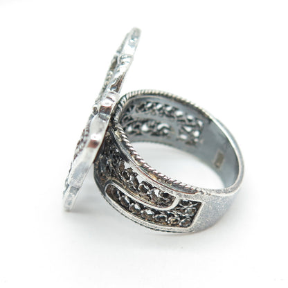 925 Sterling Silver Vintage Butterfly Oxidized Ring Size 6.5