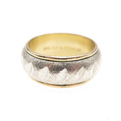 Vargas 925 Sterling 10K Gold Filled Antique Art Deco Rotating Band Ring Size 6