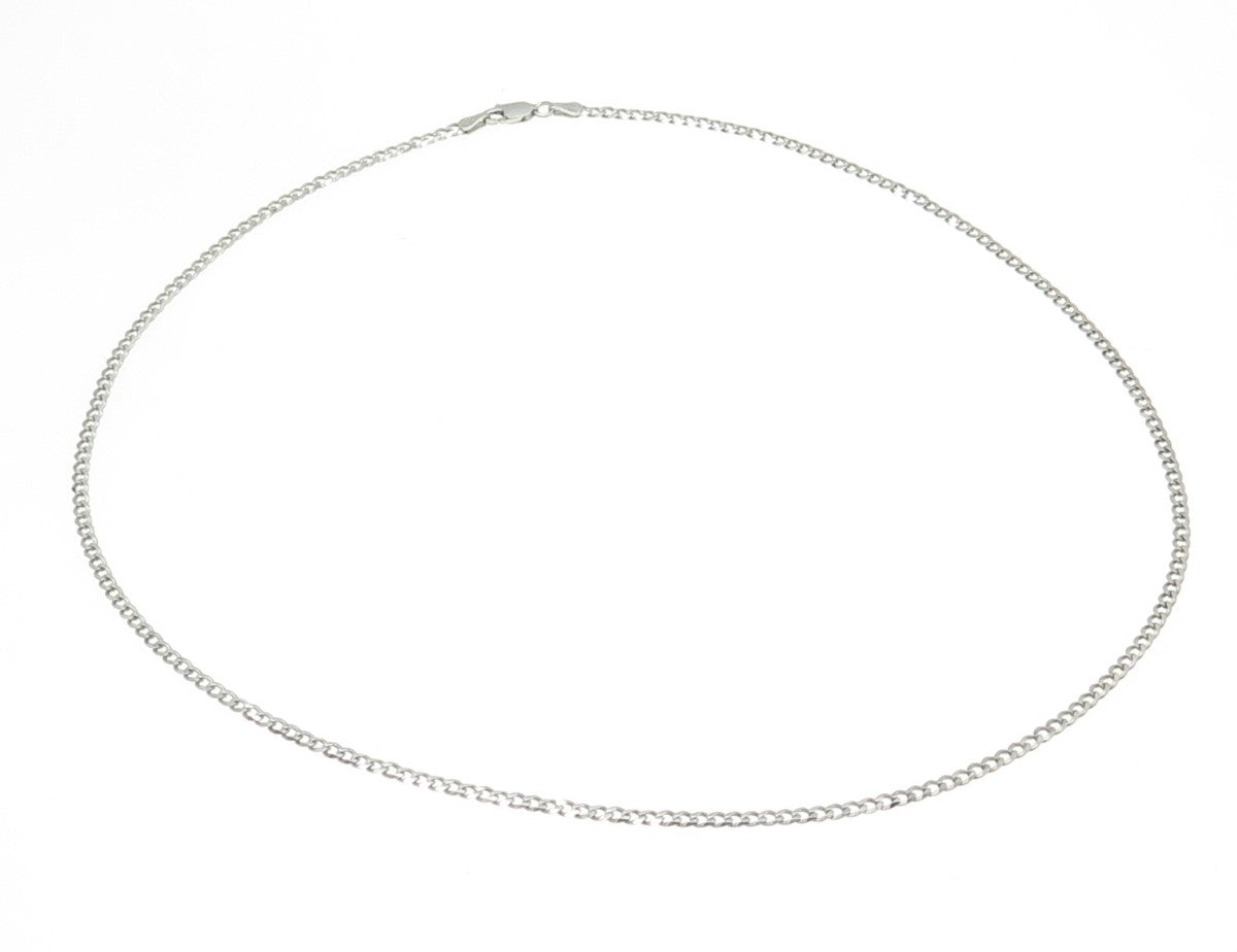 925 Sterling Silver Italy Flat Curb Chain Necklace 20"