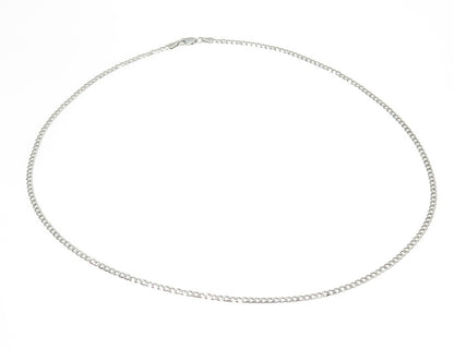 925 Sterling Silver Italy Flat Curb Chain Necklace 20"