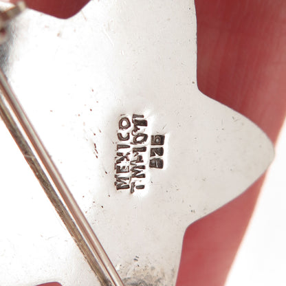 925 Sterling Silver Vintage Mexico Modernist Puffy Star Pin Brooch