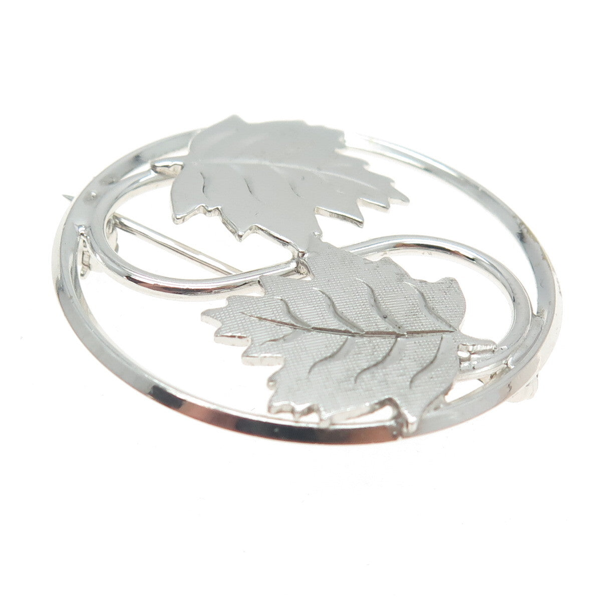 LAMODE 925 Sterling Silver Vintage Maple Leaf Pin Brooch