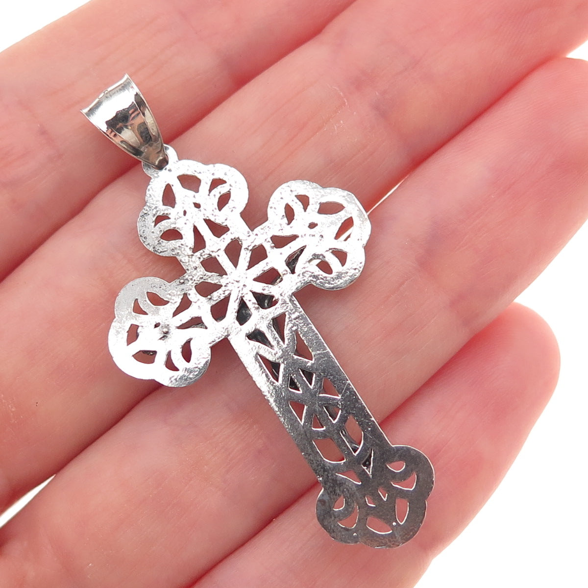 925 Sterling Silver Vintage Crucifix Cross Oxidized Charm Pendant