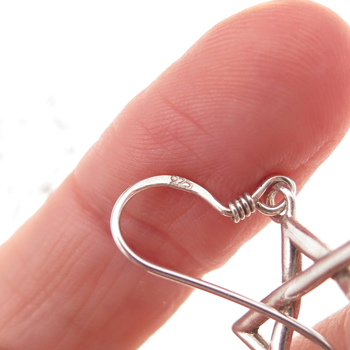 925 Sterling Silver Vintage Star of David Oxidized Dangle Earrings