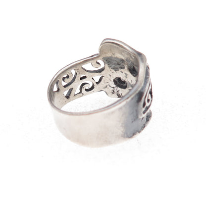 Didae 925 Sterling Silver Vintage Israel C Z Modernist Oxidized Ring Size 8.25