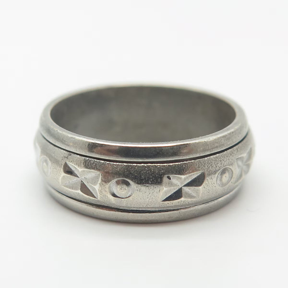 925 Sterling Silver Vintage Rotating Band Ring Size 7.75