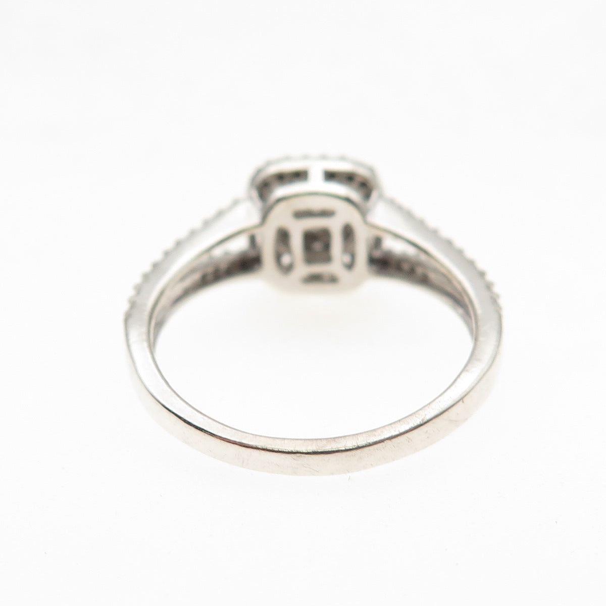 925 Sterling Silver Real Round-Cut Diamond Engagement Ring Size 7