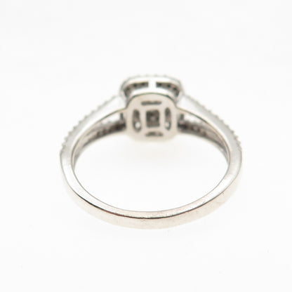 925 Sterling Silver Real Round-Cut Diamond Engagement Ring Size 7