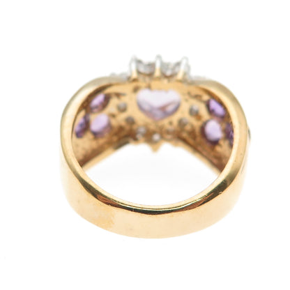 M.R.F. RESOURCES Sterling Gold Plated Vintage Amethyst C Z Heart Ring Size 6.25