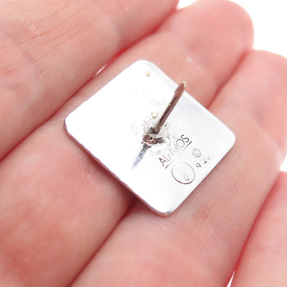 VICTOR ALFARO 14K Gold 925 Sterling Silver Vintage Real Ruby Modernist Lapel Pin