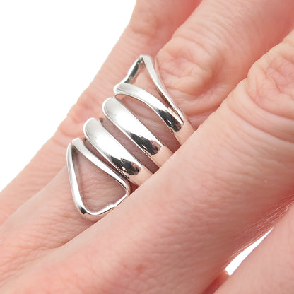 925 Sterling Silver Vintage Modernist Wrap Ring Size 6