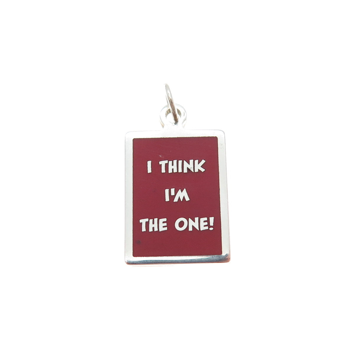 925 Sterling Silver Red Enamel I Think I'm The One Minimalist Charm Pendant