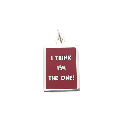 925 Sterling Silver Red Enamel I Think I'm The One Minimalist Charm Pendant