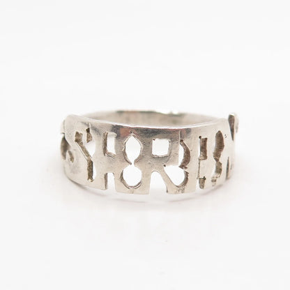 925 Sterling Silver Vintage "SARAH" Personalized Ring Size 13.5