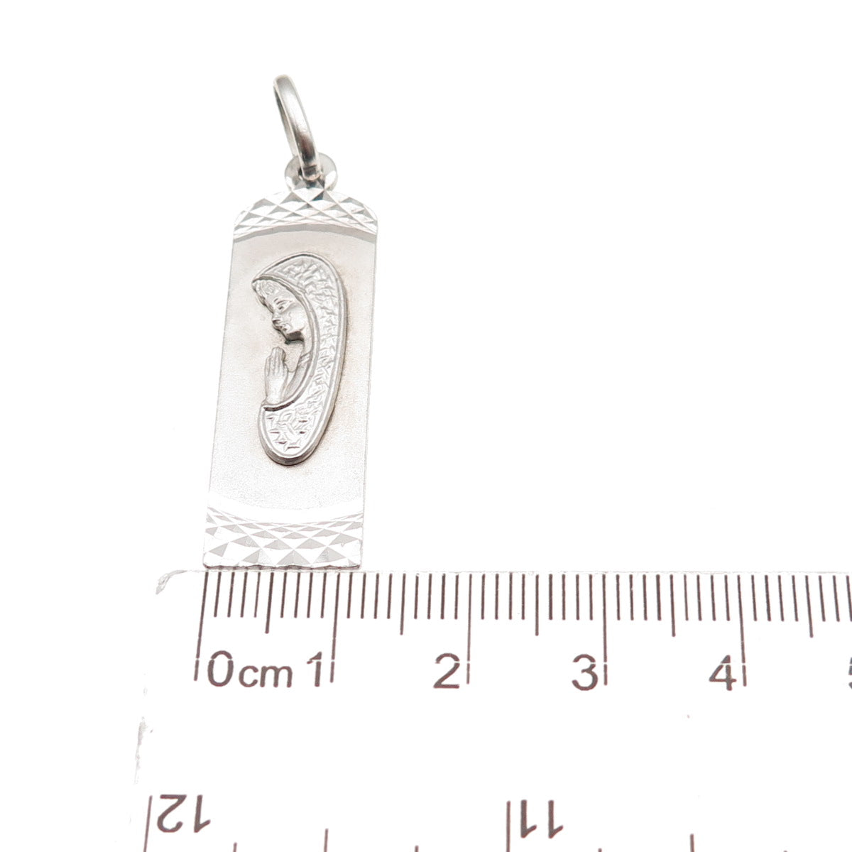 800 Silver Vintage Diamond-Cut St. Mary Religious Charm Pendant