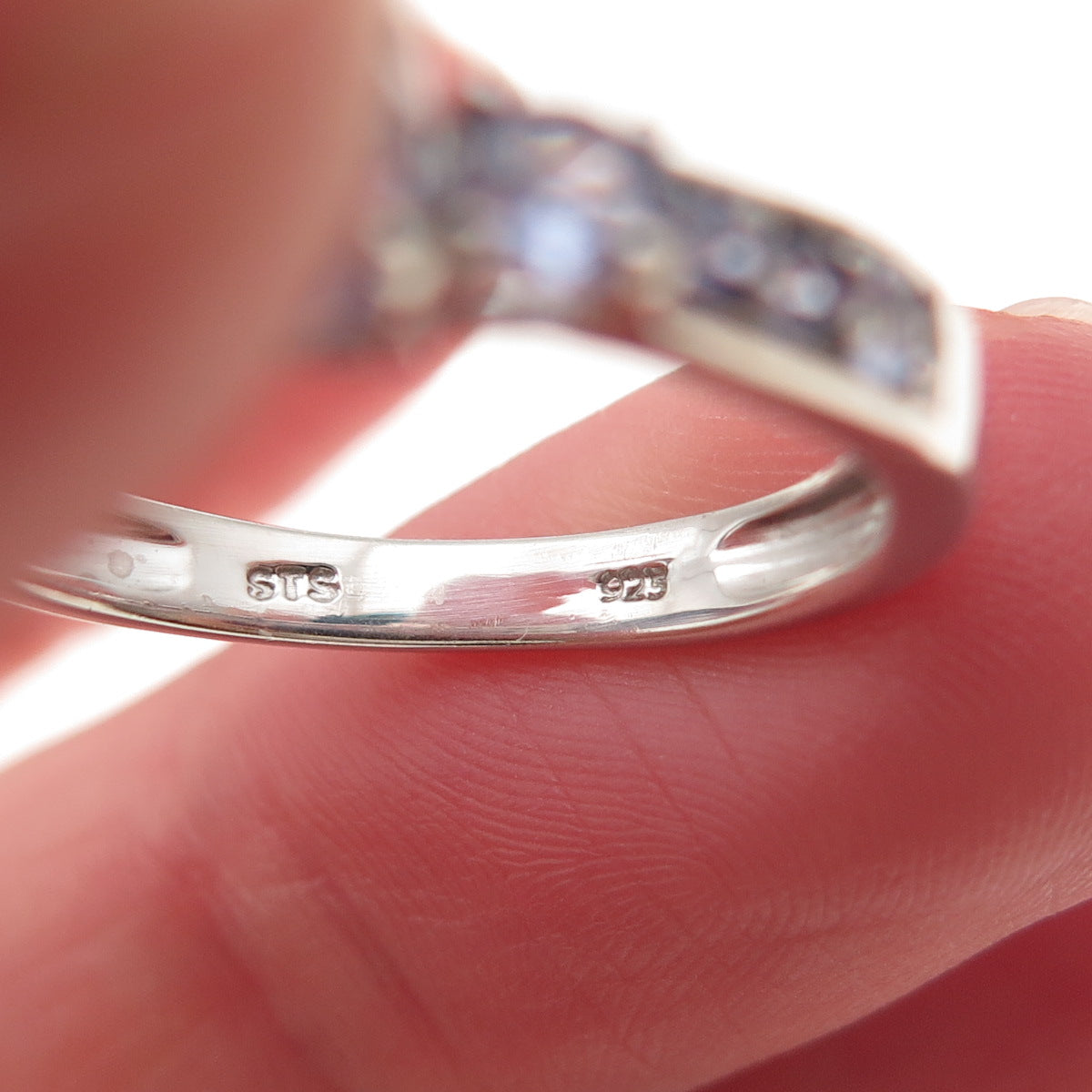 Chuck Clemency 925 Sterling Silver Real Oval & Round-Cut Tanzanite Ring Size 8