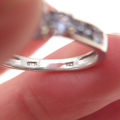Chuck Clemency 925 Sterling Silver Real Oval & Round-Cut Tanzanite Ring Size 8