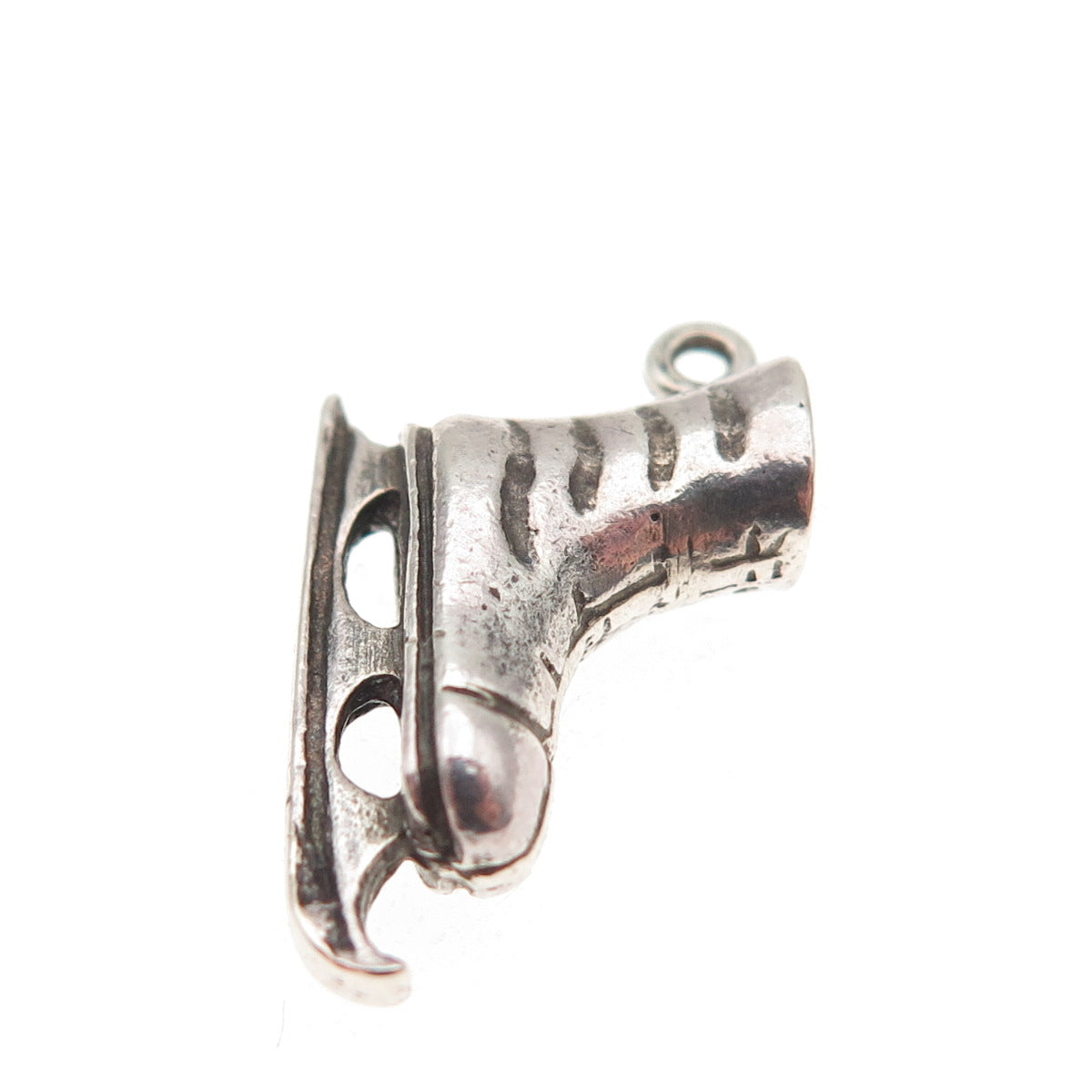 835 Silver Vintage Ice Skate Oxidized Mini Charm Pendant