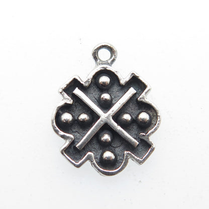 925 Sterling Silver Vintage "X" Modernist Oxidized Pendant