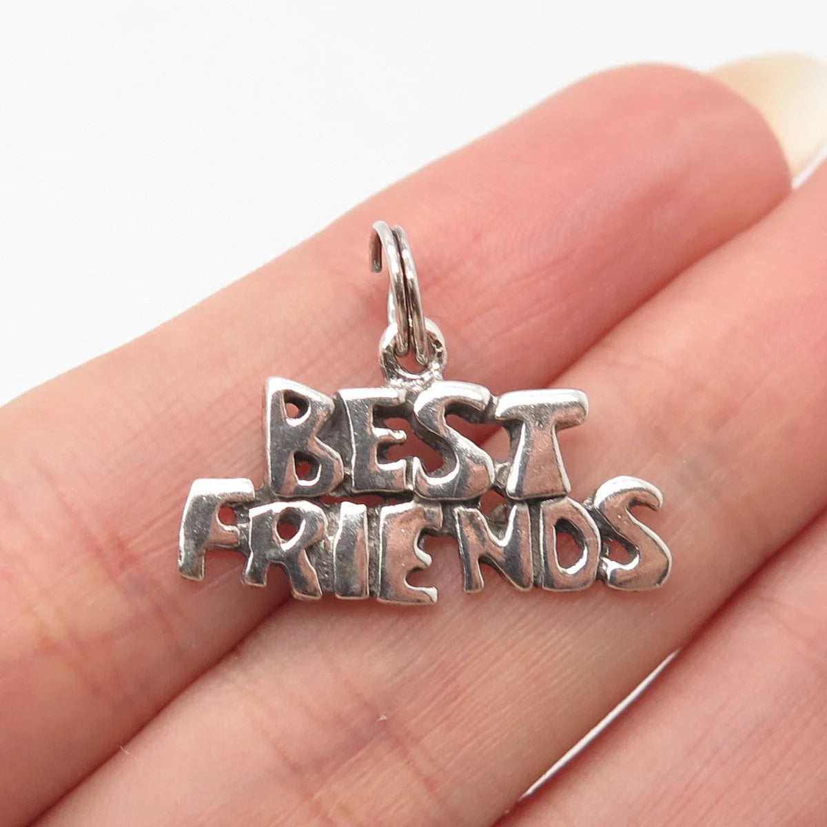 925 Sterling Silver Vintage "Best Friends" Charm Pendant