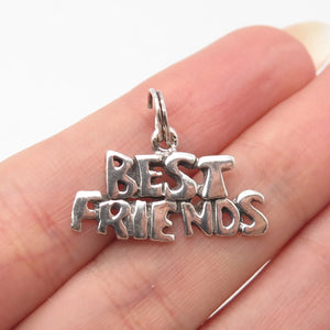 925 Sterling Silver Vintage "Best Friends" Charm Pendant