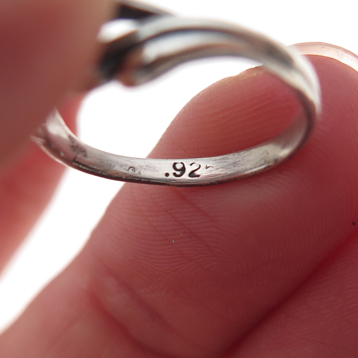 925 Sterling Silver Vintage Real Lapis Infinity Oxidized Ring Size 4.25