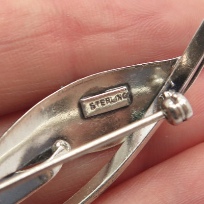 925 Sterling Silver Vintage Modernist Pin Brooch