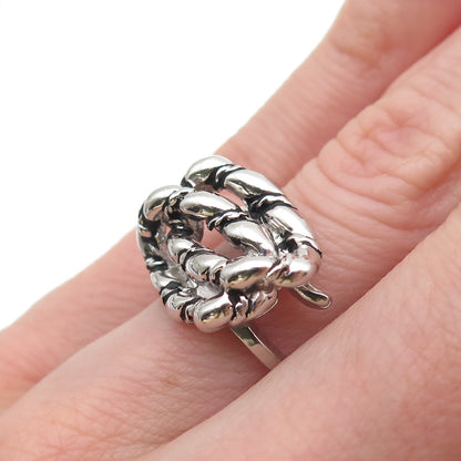 925 Sterling Silver Vintage Interlocked Circle Oxidized Ring Size 6.25