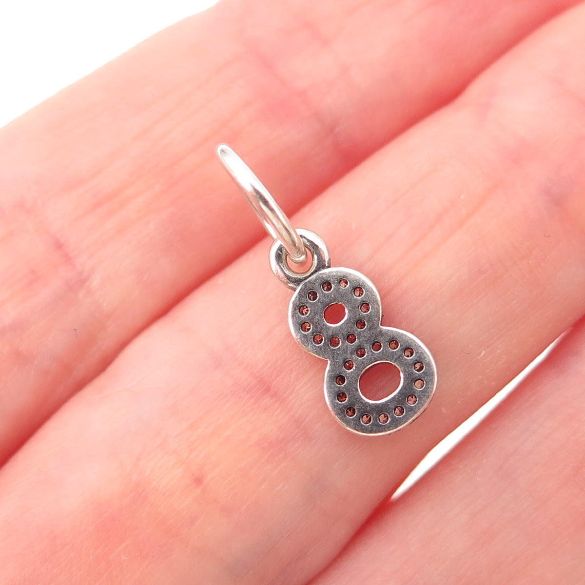 Pandora 925 Sterling Silver C Z Lucky Number 8 Charm Pendant