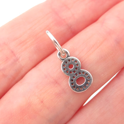 Pandora 925 Sterling Silver C Z Lucky Number 8 Charm Pendant