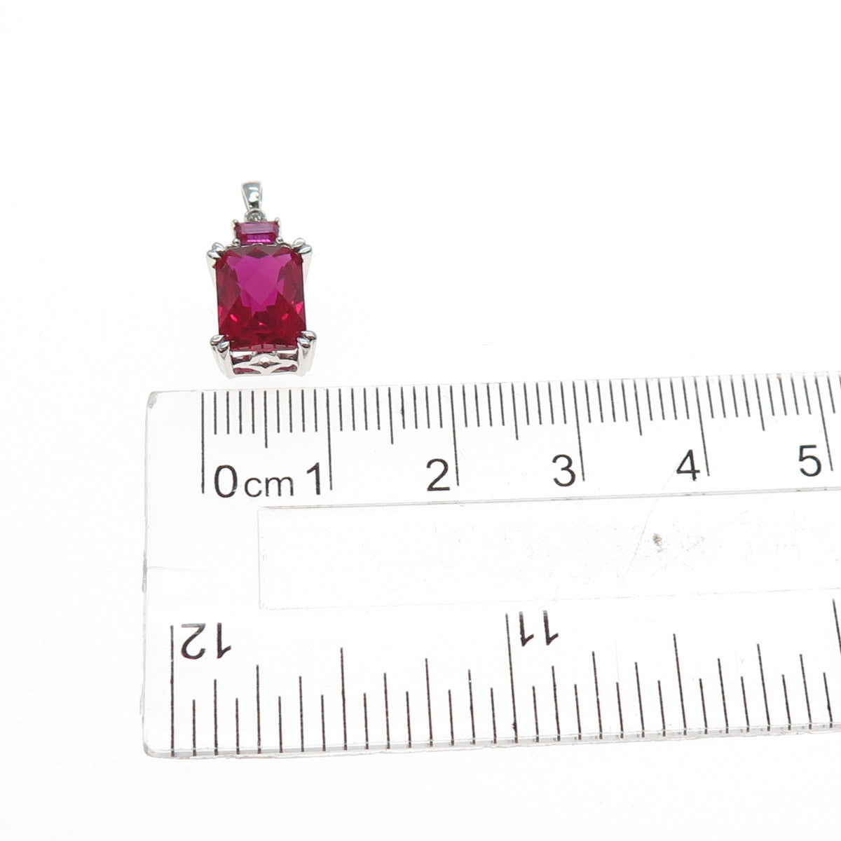JANE SEYMOUR 925 Sterling Silver Lab-Created Ruby Real White Topaz Mini Pendant
