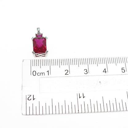 JANE SEYMOUR 925 Sterling Silver Lab-Created Ruby Real White Topaz Mini Pendant
