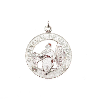 Breadner Co. Sterling Silver Antique Art Deco Enamel Carnaval de Quebec Pendant