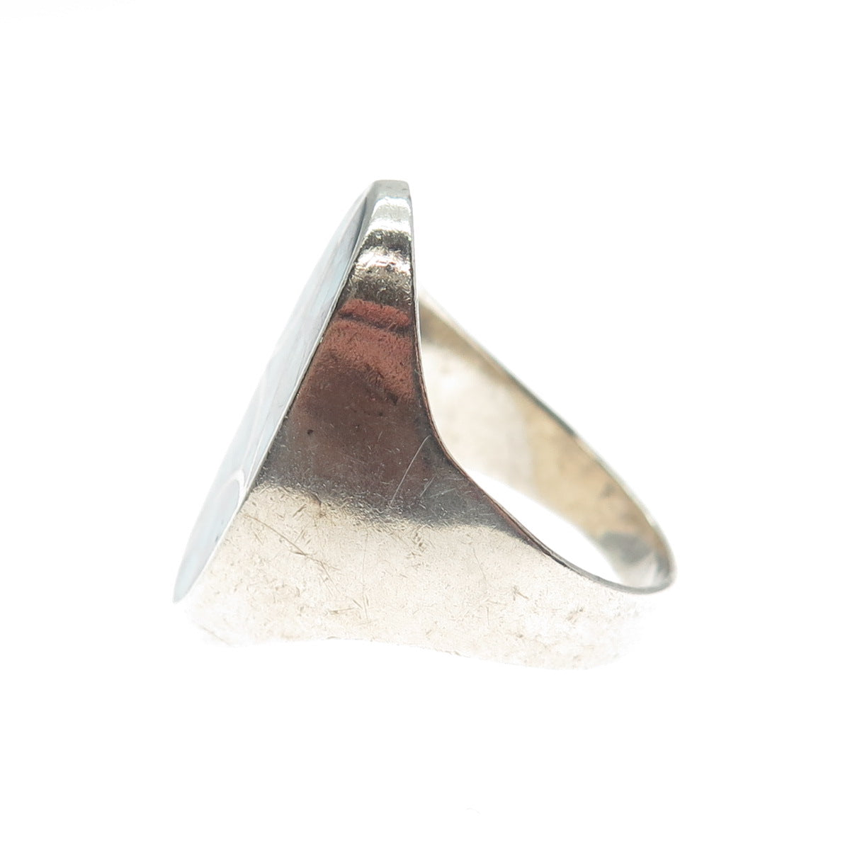 Old Pawn 925 Sterling Silver Vintage Southwestern Turquoise Inlay Ring Size 9.25