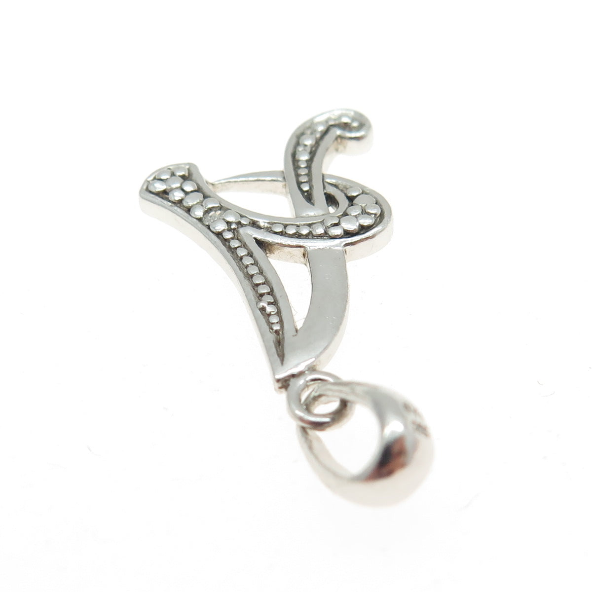 925 Sterling Silver Real Round-Cut Diamond Letter "A" Initial Pendant