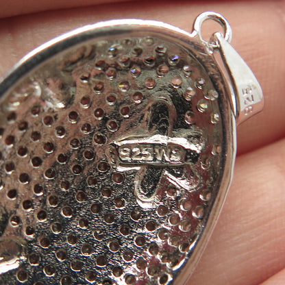 925 Sterling Silver C Z Oval Pendant