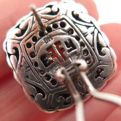 EFFY Sterling Silver 18K Gold Vintage Real Diamond & Citrine Omega Back Earrings