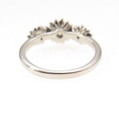 925 Sterling Silver Round-Cut C Z Daisy Flower Ring Size 8