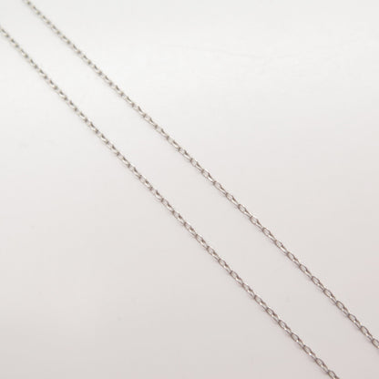 925 Sterling Silver Real White Diamond Open Heart Rolo Chain Necklace 16"